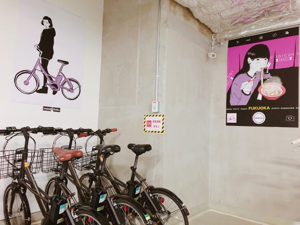 明星和楽出演イラストレーターmasuda miku氏がシェアサイクルサービスCOGICOGIの新館パルコポートにイラスト提供